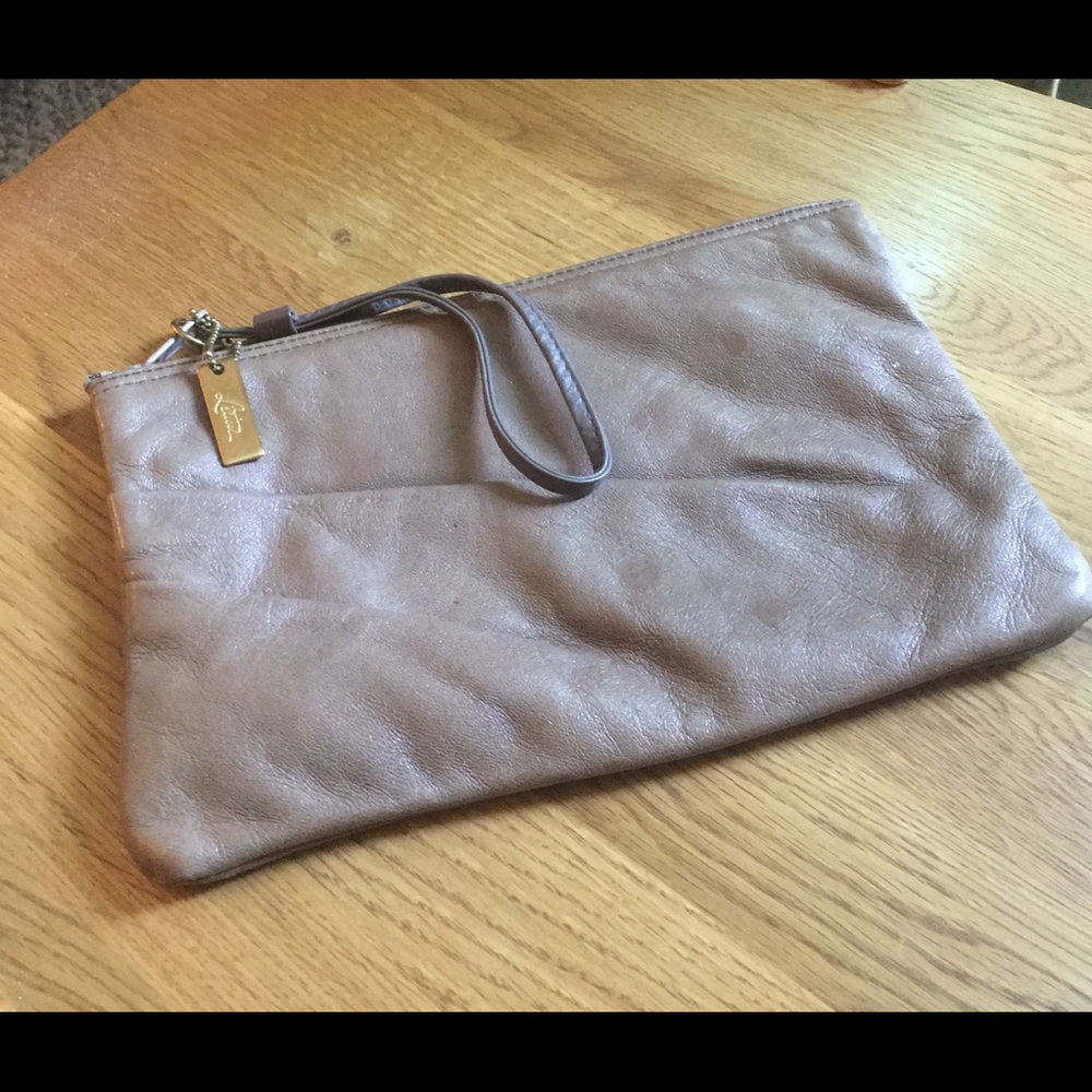 Soft leather clutch purse 9 1/2 x 3